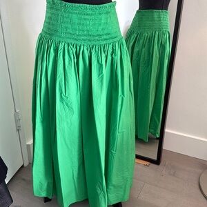 COS Green High Waisted Cotton Long Skirt (34”), US L, $65